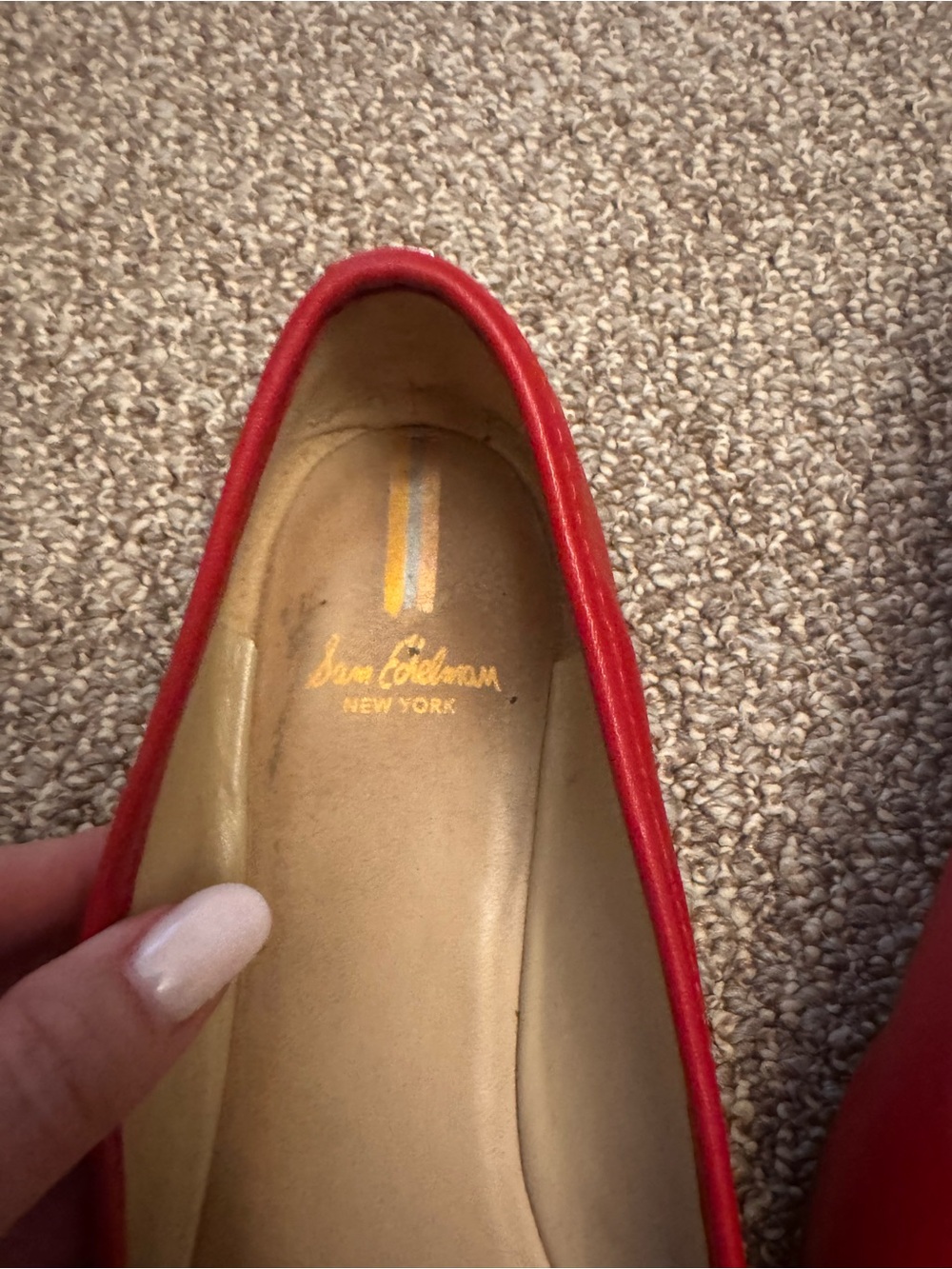 Red Leather Ballet Flats with Bow - Picture 2 of 7